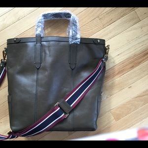 NWT J.Crew leather love bag with strap,Olive green